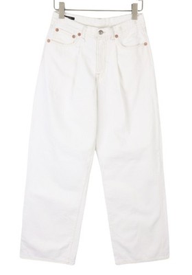 R13 Damon Pleated Damenjeans W25 Aerin White, Breite Zip-Fly