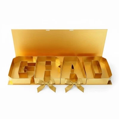 Boîte Cadeau Graduation Thème Félicitations Coffret Doré Pliable - Photo 1/4