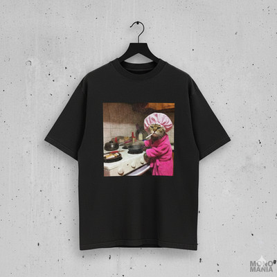 Funny Cat Chef Graphic T-Shirt Unisex Vintage Meme Cooking Cat Tee - S288