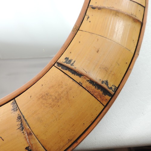 Oval Large Bamboo Mirror Golden Yellow with Ornate Metal Vine Embellishment - Picture 6 of 11