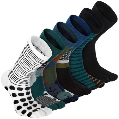 Fourluoo 6 Pairs Men's Tabi Socks Cotton Stylish Flip Flop Socks Split Toe Ge...