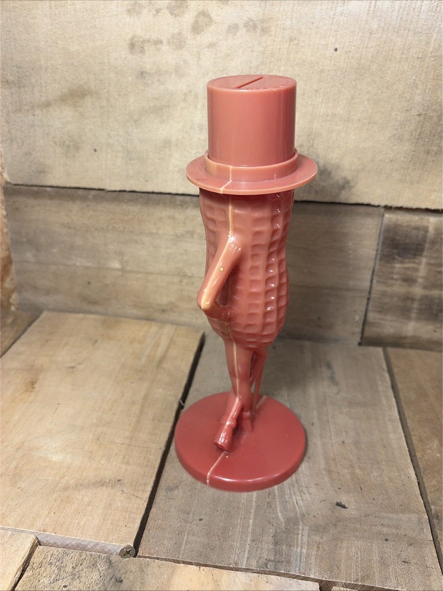 Vintage Red Planters Mr. Peanut Plastic Bank In Original Shipping