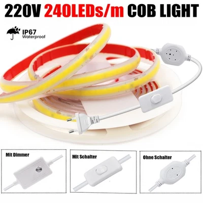 230V COB LED Streifen Stripe Selbstklebend Lichtband Lichtschlauch IP67 Dimmbar - Bild 1 von 4