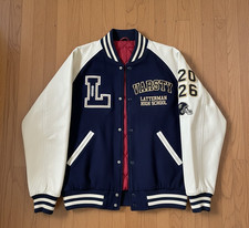 Premium Latterman High School Varsity Letterman Jacket | Navy/Cream | 2026