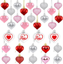 Valentine's Day Heart-Shaped Ornaments - 32 Pcs Decorative Set