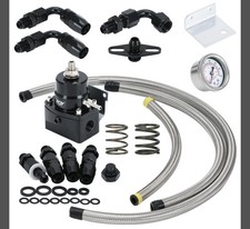Pqy Adjustable Efi Fuel Pressure Regulator Kit 3-70psi With An8 Feed Black