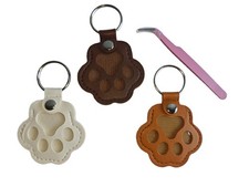 BeSpace 3 Pcs Pet Paw Shaped Leather Keychain, Reusable Hair 3PCS, Black