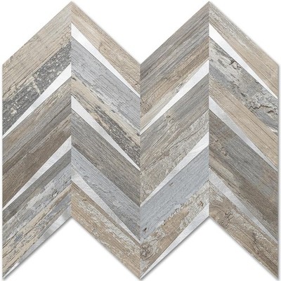 10-Sheet Herringbone Peel and Stick Backsplash for Kitchen, Distressed Wood W...