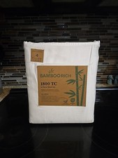 White BAMBOO RICH QUEEN Sheet Set 1800 Thread Count 6 Piece Set