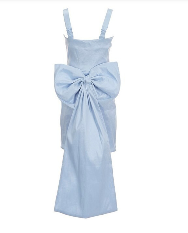 Allison & Kelly Big Girls Light Blue Taffeta Back Bow Dress Size 7