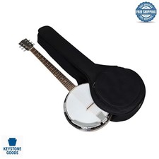 Black Padded 5-String Banjo Gig Bag with Dual Handle  Pockets