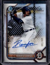2022 Bowman Roberto Campos Chrome Prospect Auto Autograph Refractor #/499 Tigers