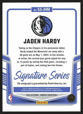 2024-25 Donruss #SS-JHM Jaden Hardy Signature Series AU | eBay