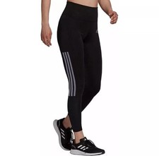 Adidas Women's High Rise 7/8 Leggings 3 Gray Stripe Black Small