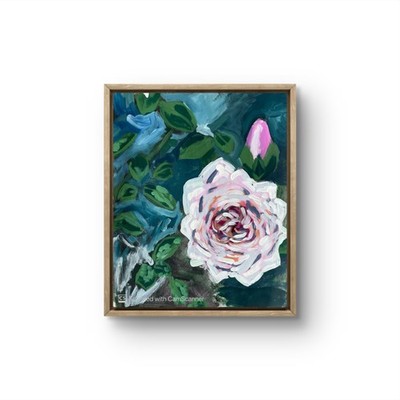 MER  ORIGINAL  IMPRESSIONIST ROMANTIC  ROSE ACRYLIC  PAPER ART 11X14