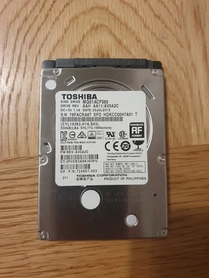 TOSHIBA MQ01ACF050 500GB 2.5" Slim Hard Disk Drive HDD 7mm SATA III 7200 rpm - Image 1 of 2