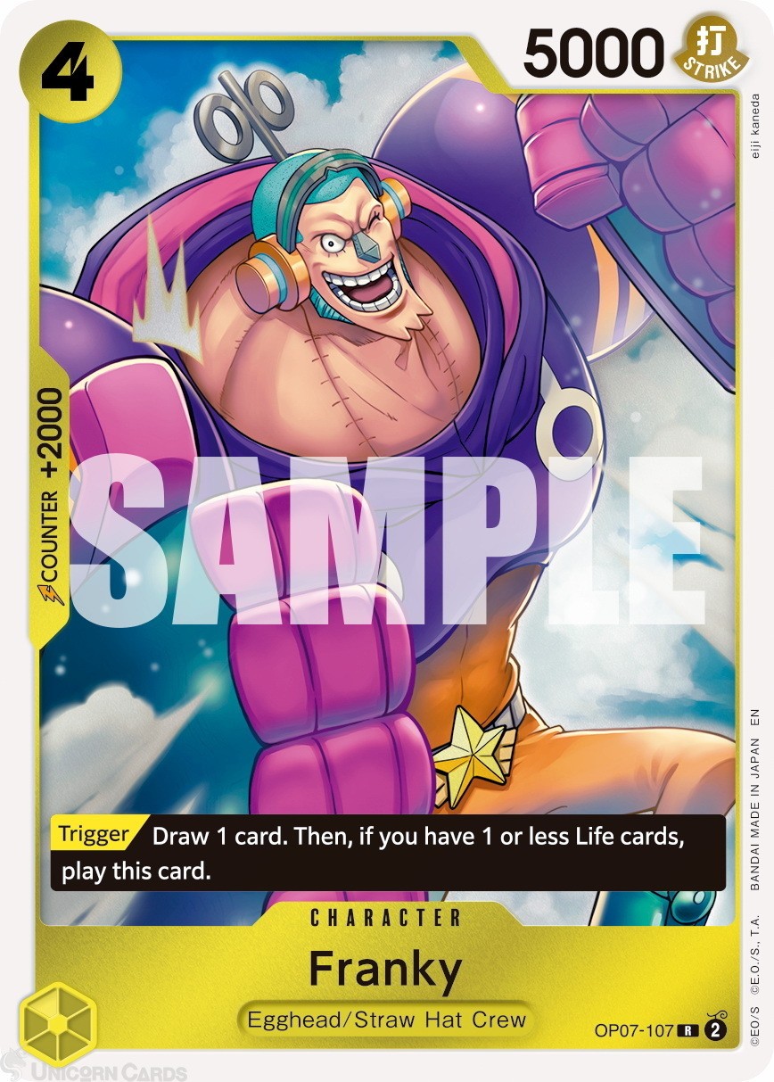 OP07-107 Franky : Rare Foil English One Piece TCG Card : PRB02: One Piece Card T