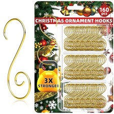 160 Pcs Christmas Ornament Hooks Gold S-Shaped Hangers with 160GOLDHooks 