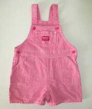 Oshkosh B'Gosh Vestbak Overalls Shortall Pink Gingham 18 Mos Baby Girl Vintage