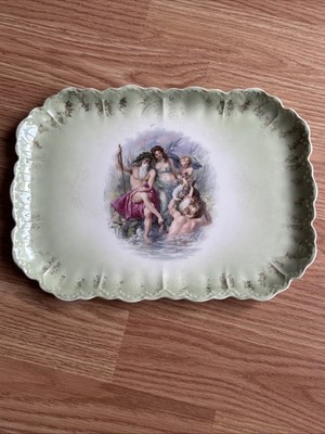 P. M. B. Germany Royal Bavaria China  Porcelain Scallop Rim Rectangle Tray Nude