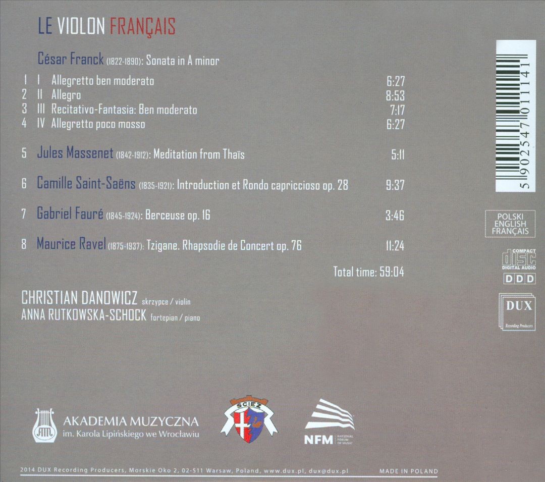 Christian Danowicz Anna Rutkowska-Schock French Violin CD