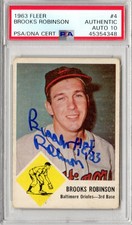 1963 FLEER BROOKS ROBINSON BALTIMORE ORIOLES SIGNED CARD #4  PSA AUTH.  AUTO 10