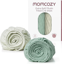 Sabana Ajustable Mini Cuna 2Pack Algodon Natural Antideslizante Gris Azul 38x26