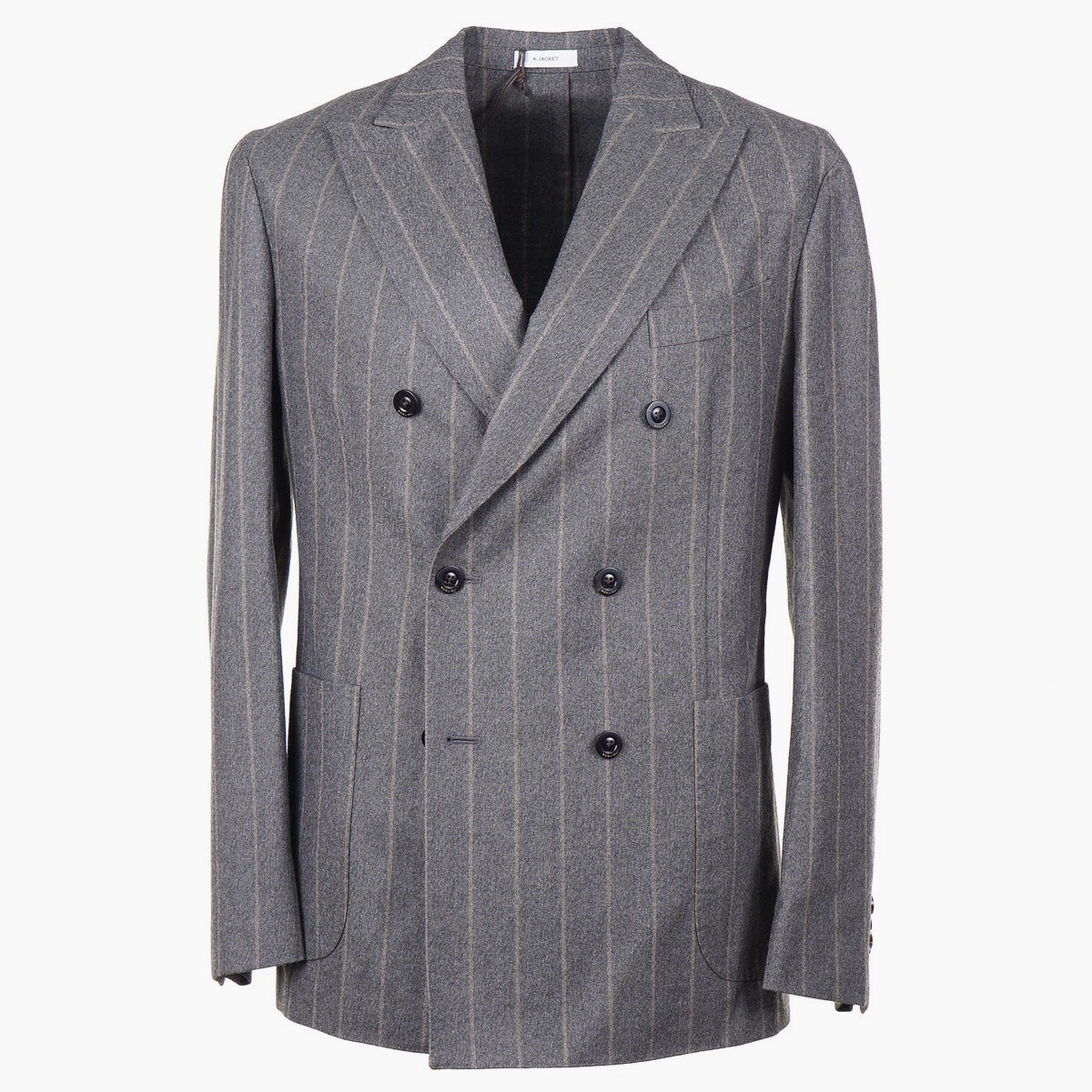 Boglioli Gray-Tan Chalk Stripe Flannel Wool 'K Jacket' Suit 40R (Eu 50) NWT