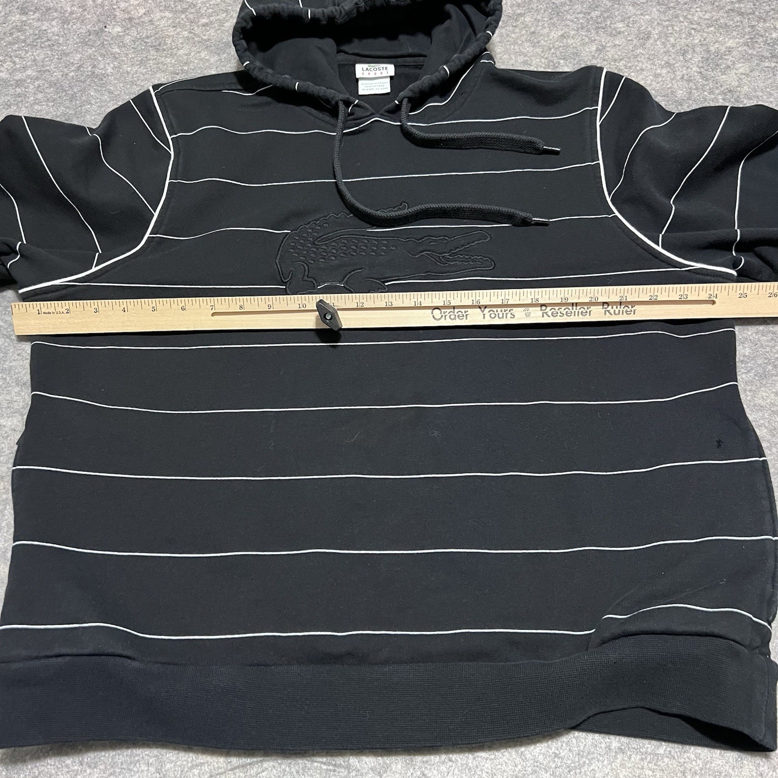 LACOSTE SPORT HOODIE SWEATSHIRT BLACK PIN STRIPE MEN'S 8 CUTLINE CROCODILE LOGO image 4