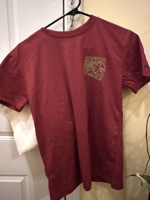 Kultura Kamisa Adventure Graphic Maroon T-Shirt S Polyester Cotton
