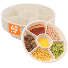 40 Pcs Disposable Divided Plates with 6 Deep Compartments, 12 Inch Large Disp...