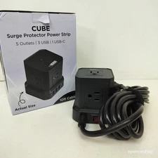 Cube Power Strips with Surge Protection 10ft Cable 5 Outlets 3 USB 1 USB-C