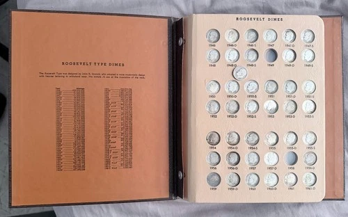 Complete Silver Roosevelt Dime Set in Dansco Album - 47 Total 90% Silver Dimes