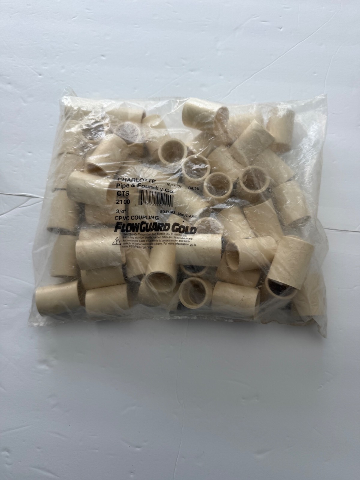 Charlotte 3/4" cpvc couplings 50pcs