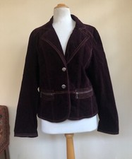 Chico's -Sz 2 L Plum Purple Romantic Lux Velveteen Cotton Blazer Jacket