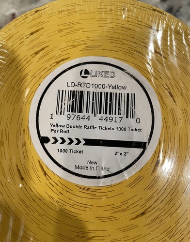 1000 Yellow Raffle Tickets Double Roll New Sealed Fast Shipping - Picture 3 of 3