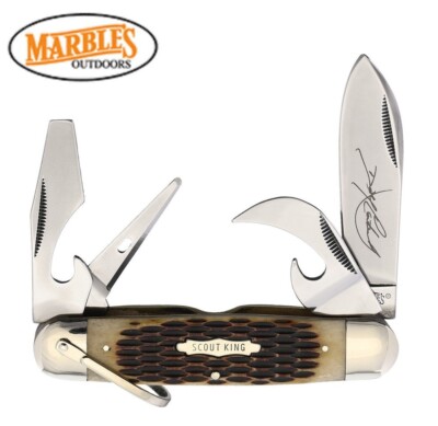 Marbles Scout King Pocket Knife Bone Handle Dave Canterbury Large Camp