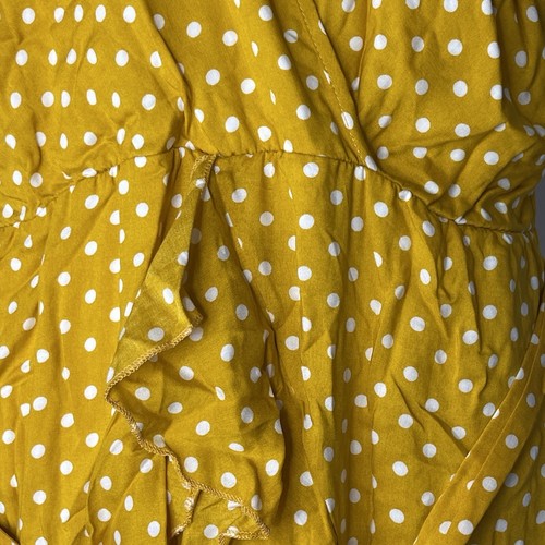 NWT BTFBM Women Faux Wrap V-Neck Polka dot Yellow Dress XL - Picture 2 of 9