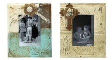 Creative Co-Op DA1661A Vintage Rustic Tin Jeweled 5X7 Photo Frame 2 Styles