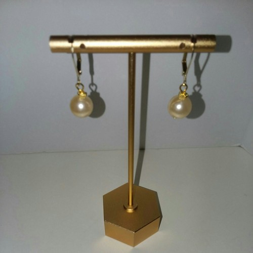 Juego de collar y pendientes de perlas reales - color crema 16 pulgadas de largo - Imagen 7 de 8