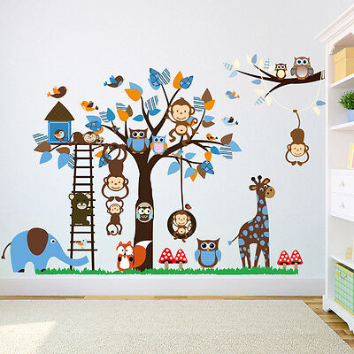 Wandtattoo Wandaufkleber Kinderzimmer Tiere Wandsticker Affe Elefant Premium #62 