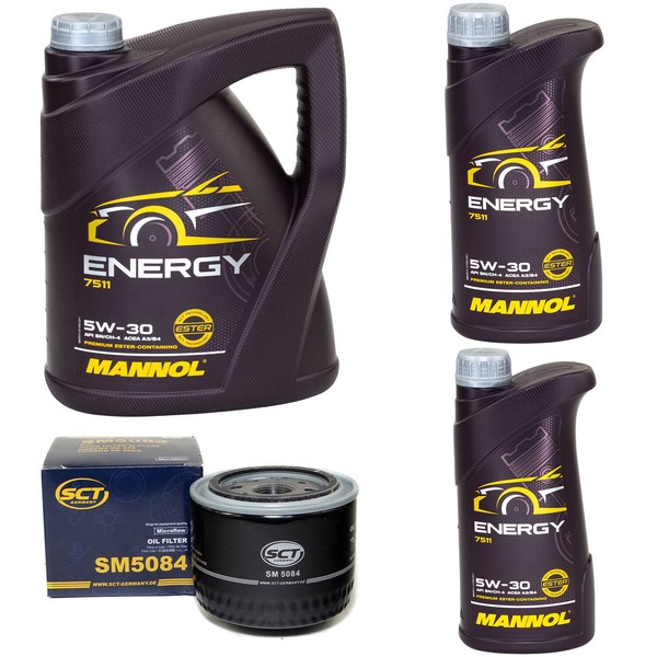 MotoröL Set Mannol Energy 5W-30 API 7 Liter + ÖLfilter FüR Fiat Ducato Bus 2.3-image