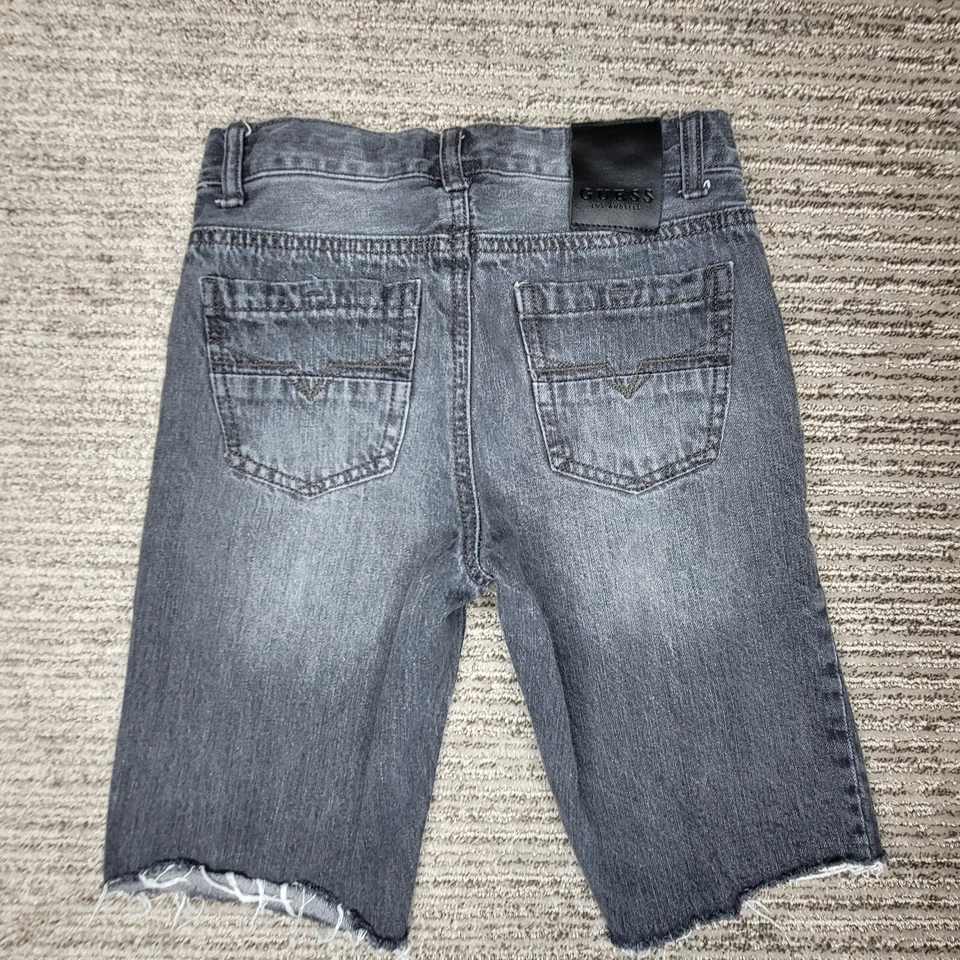 Guess Size 10 Girls Shorts Distress Mid Rise Zipper Denim Black Gray - Image 4 of 4