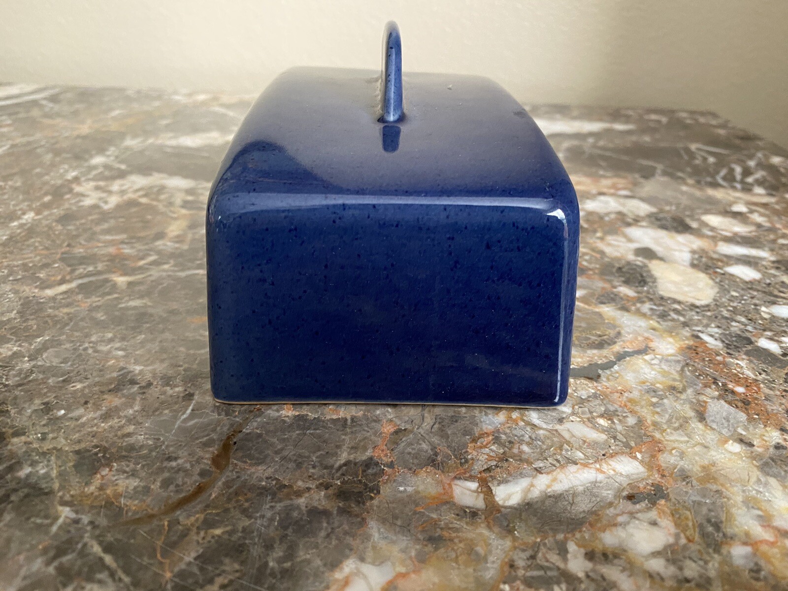 DENBY England COTTAGE BLUE BUTTER DISH Navy Blue Yellow eBay