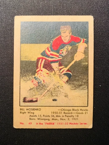1951-52 Parkhurst #49 Bill Mosienko VG-EX (Surface Wear)Rounded Corners