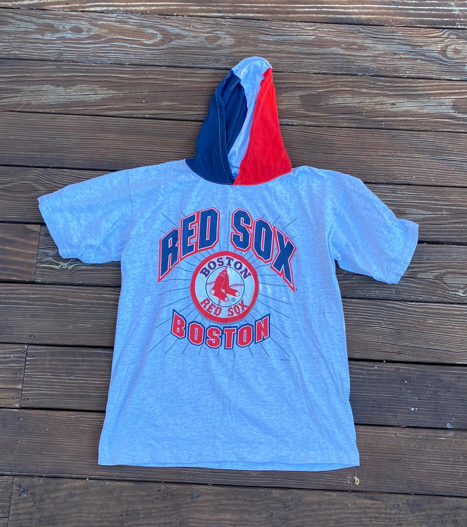 Vtg Boston Red Sox Salem Sportswear Short Sleeve ￼Hoodie T-Shirt L USA Rare  ￼