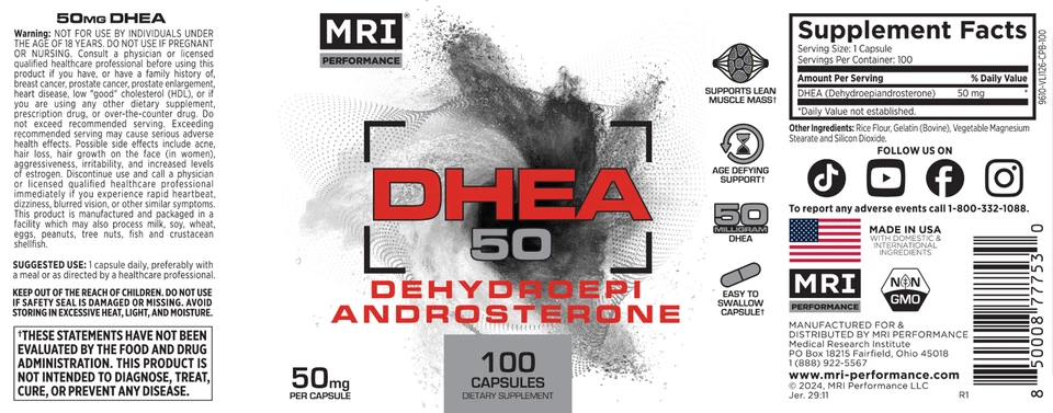 MRI Performance DHEA 50mg - 100 Cápsulas Foto 4 de 4