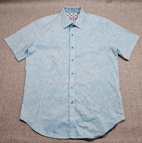 Robert Graham Shirt Mens Medium Blue Paisley Abstract Geometric Classy Dad