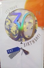 Clintons 30th Birthday Card 30 Balloon Shaker Card tassel large letter. New