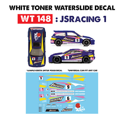 WT148 White Toner Waterslide Decals JSRACING1 For Custom 1:64 Hot Wheels 